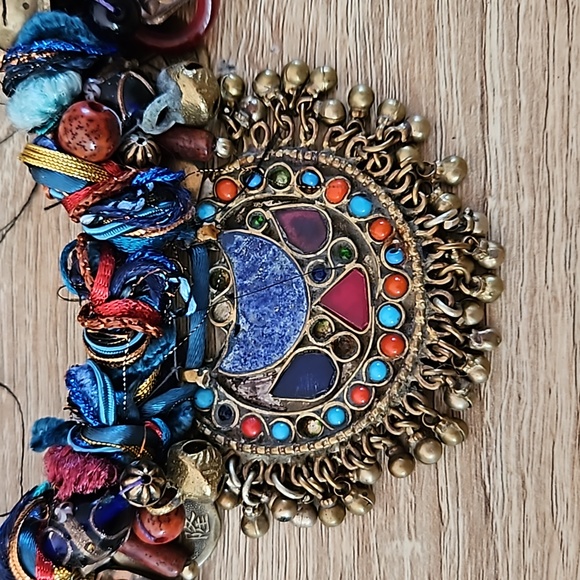 Vintage Women's Handmade Asian Beaded Fringe Parade Style Necklace - Picture 2 of 8